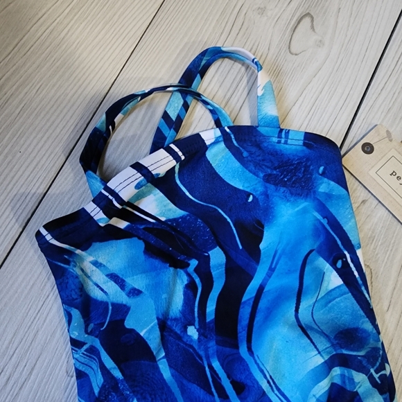 Peyton and Parker Blue marble cross strap swimsuit for baby Size 3-6 mo NWT - Picture 3 of 11
